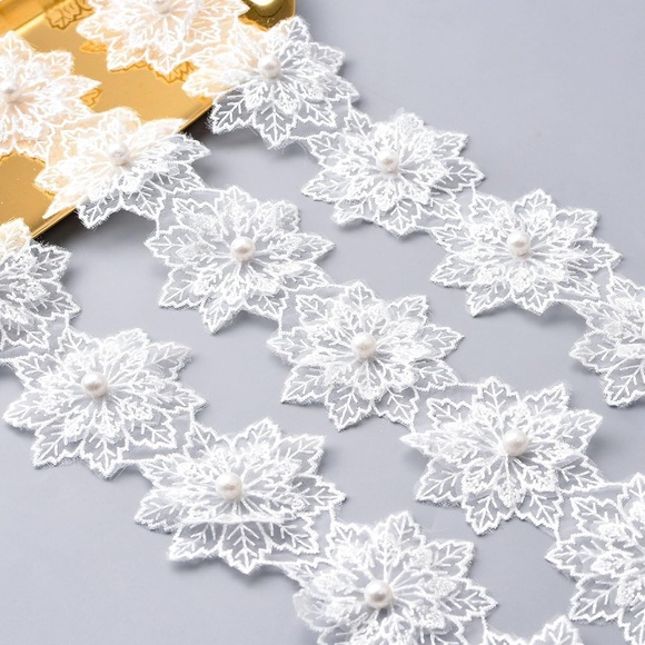 Set of 2 lace flower alligator clips - Picture 4 of 5